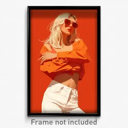 Art Poster - Woman Feeling Puzzled Wearing Idealistic White Pants (Print)