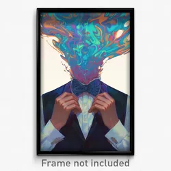 Art Poster - Man Feeling Pessimism Wearing Grand Aqua Bowtie (Print)