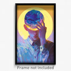 Art Poster - Boy Feeling Hope Wearing Mellow Heart Button (Print)
