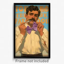 Greek Movie Poster - Man Feeling Shameless, Warm Purple Bow (Greece Art Print)