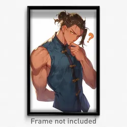 Anime Art Poster - Boy Feeling Tension Wearing Quizzical Sleeveless Coat (Print)