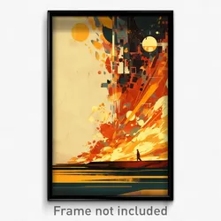 Brazilian Movie Poster - Glitchy Fire (Brazil Psychedelic Art Retro Film Print)
