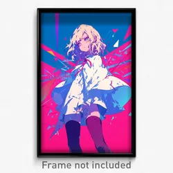 Anime Art Poster - Girl Feeling Offended, Reflecting White Capelet (Print)