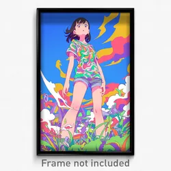Anime Art Poster - Woman Feeling Triumphant Wearing Tidy Short Shorts (Print)