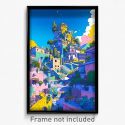 Art Poster - Unique American City (Psychedelic Trippy Weird 11x17 Cartoon Print)