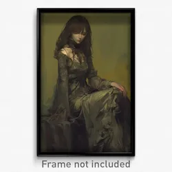 Art Poster - Girl Feeling Cruelty Wearing Wiry Long Dress (Print)