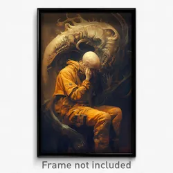 Art Poster - Man Feeling Rejected Wearing Scientific Orange Vest (Art Print)