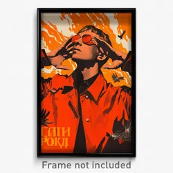 Russian Movie Poster - Man Feeling Self Understanding, Red Orange Jacket (Print)