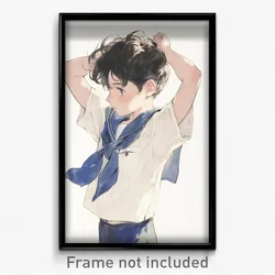 Art Poster - Boy Feeling Satisfaction, Illustrious Blue Sailor Collar (Print)