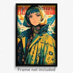 Russian Movie Poster - Girl Feeling Calm, Heartfelt Green Cape (Art Print)