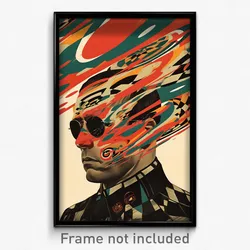 German Movie Poster - Man Feeling Aggressive, Kaleidoscopic Red Bandana (Print)