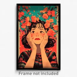 Mexican Movie Poster - Girl Feeling Glumness, Buoyant Cherry Blossoms (Print)