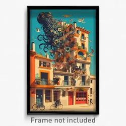 Spanish Movie Poster - Meager Balcony (Spain Psychedelic Art Retro Film Print)