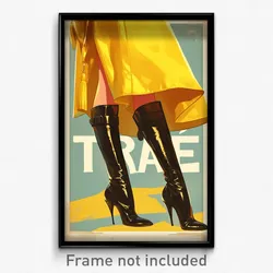 French Movie Poster - Girl Feeling Desire, Glossy High Heel Boots (Art Print)