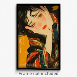 Greek Movie Poster - Girl Feeling Depressed, Superb Multicolored Kimono (Print)