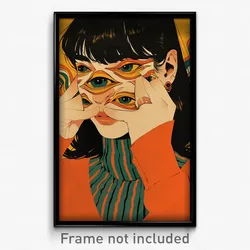 Mexican Movie Poster - Woman Feeling Dismay, Whimsical Orange Jacket (Art Print)