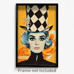 French Movie Poster - Woman Feeling Suspicious, Quizzical Top Hat (Art Print)