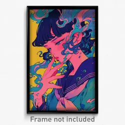 Art Poster - Woman Feeling Annoyance, Feminine Blue Sailor Collar (Art Print)