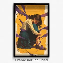 Mexican Movie Poster - Girl Feeling Depressed, Wooden Purple Ribbon (Art Print)