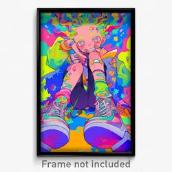 Anime Art Poster - Boy Feeling Cheerfulness Wearing Fancy Ankle Strap (Print)