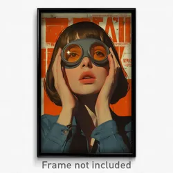 Spanish Movie Poster - Girl Feeling Sorrow, Gray Orange Goggles (Art Print)