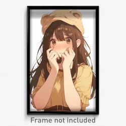 Anime Art Poster - Woman Feeling Admiration Wearing Silky Headpiece (Print)