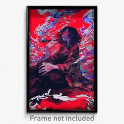 Anime Art Poster - Girl Feeling Rattled Wearing Wild Red Hakama (Print)