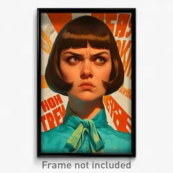 Russian Movie Poster - Girl Feeling Angry, Dramatic Aqua Necktie (Art Print)