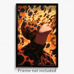 Art Poster - Man Feeling Calmness Wearing Luxurious Orange Hairband (Art Print)
