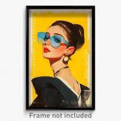 Spanish Movie Poster - Woman Feeling Disbelief, Warlike Blue Tinted Eyewear