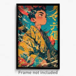 Japanese Movie Poster - Boy Feeling Thankful, Illustrious Yellow Kimono (Print)
