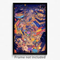 Art Poster - Tall Marketplace (Psychedelic Trippy Weird 11x17 Print)