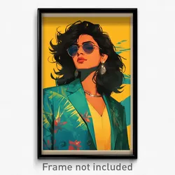 Bollywood Movie Poster - Woman Feeling Shy, Shady Green Jacket (India Art Print)