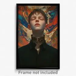 Art Poster - Boy Feeling Worthy Wearing Active Animal Collar (Print)