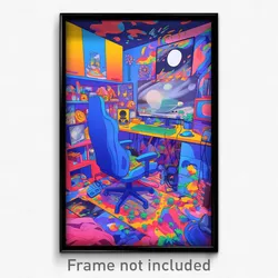 Art Poster - Fluid Gaming Room (Psychedelic Trippy Weird 11x17 Cartoon Print)
