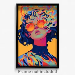 Art Poster - Girl Feeling Calmness, Adventurous Brown Framed Eyewear (Art Print)