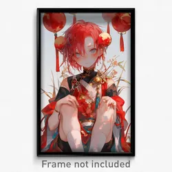 Anime Art Poster - Boy Feeling Nervous, Outrageous Cherry Hair Ornament (Print)