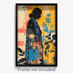 Bollywood Movie Poster - Girl Feeling Satisfaction, Wobbly Blue Bag (Art Print)