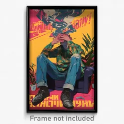 Russian Movie Poster - Man Feeling Claustrophobic, Grizzled Denim (Art Print)