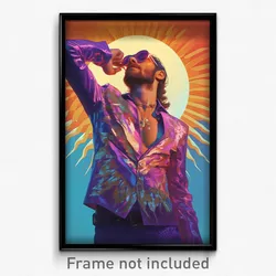 Hebrew Movie Poster - Man Feeling Awe, Purple Shiny Clothes (Israel Art Print)