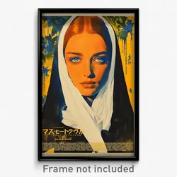 Greek Movie Poster - Woman Feeling Serenity, Hard To Find White Scarf (Print)