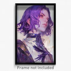 Anime Art Poster - Man Feeling Insulted Wearing Royal Purple Choker (Print)