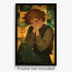 Art Poster - Boy Feeling Mixed Up Wearing Noisy Green Apron (Art Print)