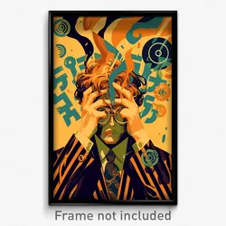 Hebrew Movie Poster - Man Feeling Flakey, Elegant Striped (Israel Art Print)