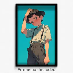 Anime Art Poster - Boy Feeling Embarrassment Wearing Stylish Peaked Cap (Print)