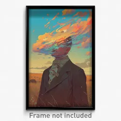Art Poster - Man Feeling Tenderness Wearing Wonderful Grey Neckerchief (Print)