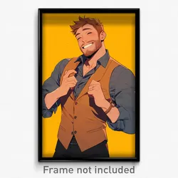Art Poster - Man Feeling Happiness Wearing Crafty Vest (Art Print)