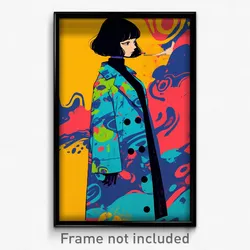 Anime Art Poster - Girl Feeling Impatient Wearing Aged Blue Coat (Print)