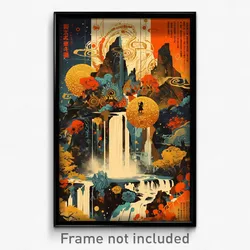 Japanese Movie Poster - Kaleidoscopic Waterfall (Japan Retro Film Art Print)