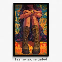 Bollywood Movie Poster - Girl Feeling Embarrassment, Attractive Lace Up Boots